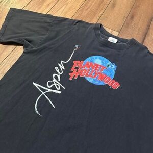 Vintage‎ Planet  Hollywood Aspen Ski Graphic T Shirt Men's XL 90s Made USA
